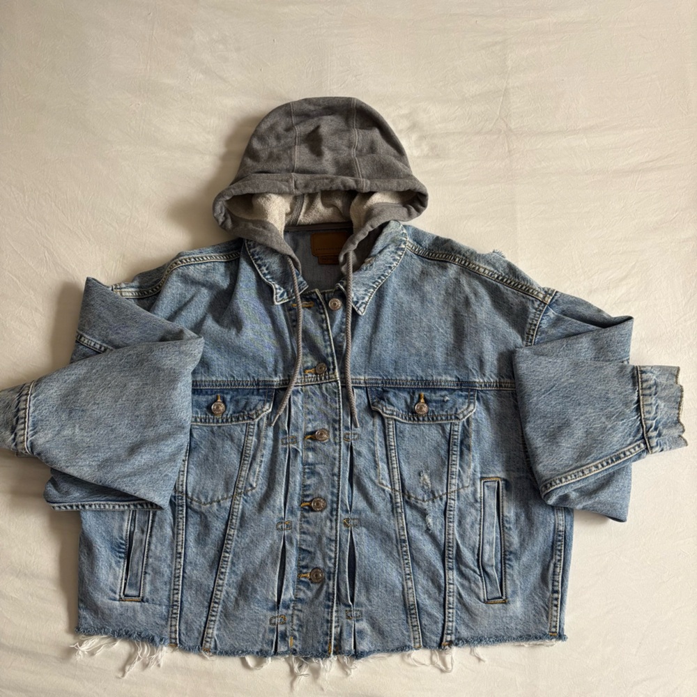 Cropped Denim Jacket w/ Hoodie